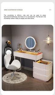 Modern Dressing Table with LED Mirror & Chair | Sleek Vanity Set for Makeup & Grooming-GCC Home Center